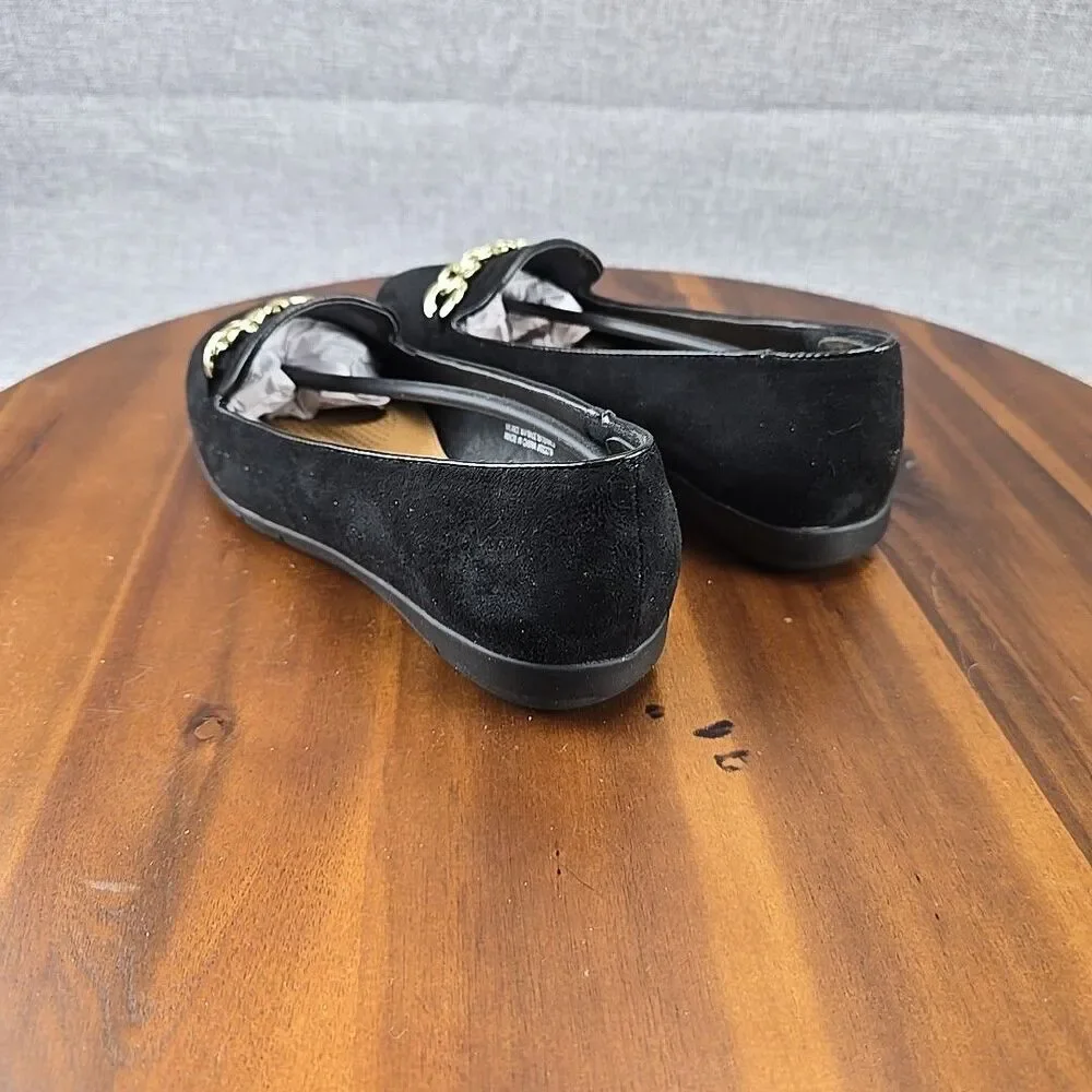Comfortview Women's Size 7.5WW Thayer Slip On Flat With‎ Gold Chain Accent